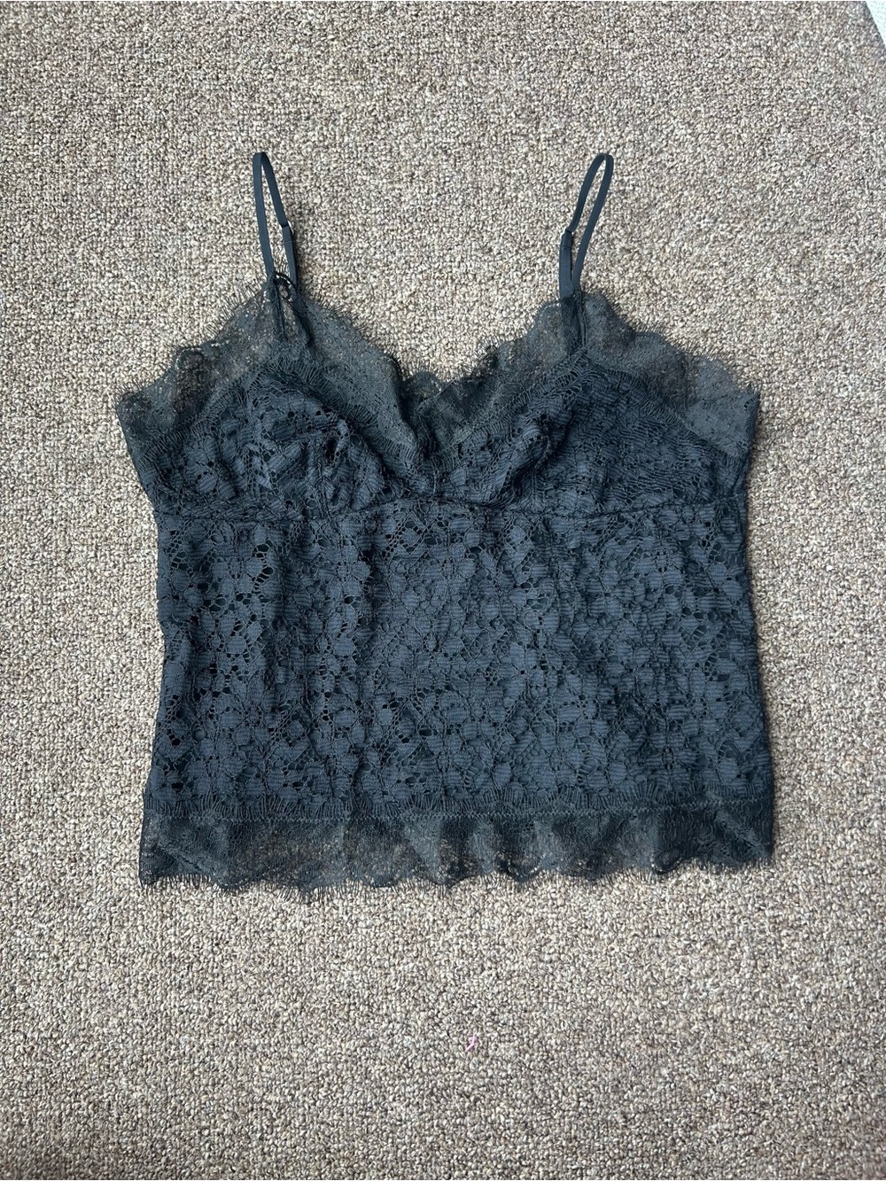 Black Lace Camisole Tank Top - Women